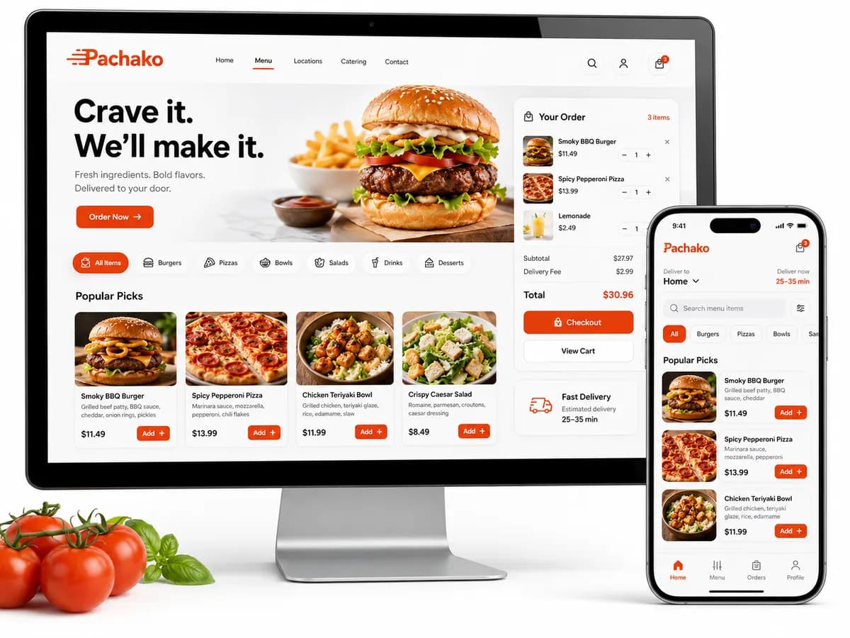 Pachako online ordering on desktop, tablet and phone