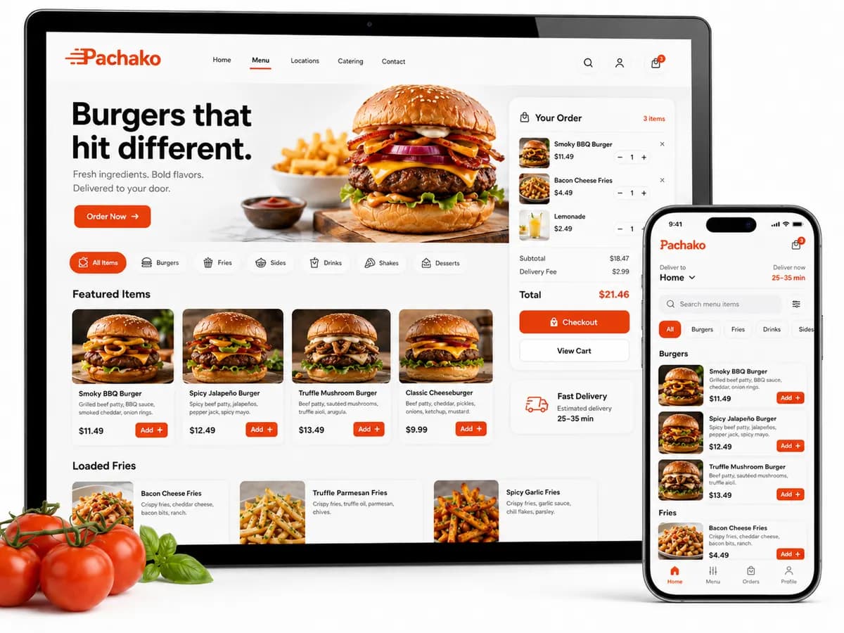 Pachako online ordering on desktop, tablet and phone