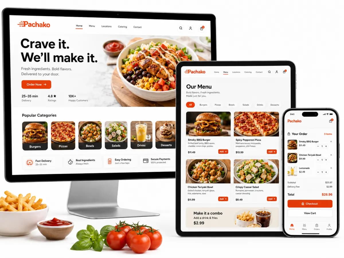 Pachako online ordering on desktop, tablet and phone