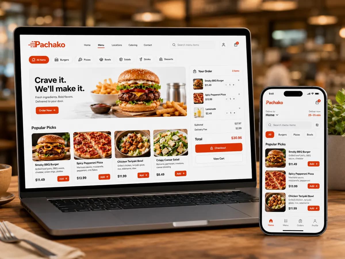 Pachako online ordering on desktop, tablet and phone