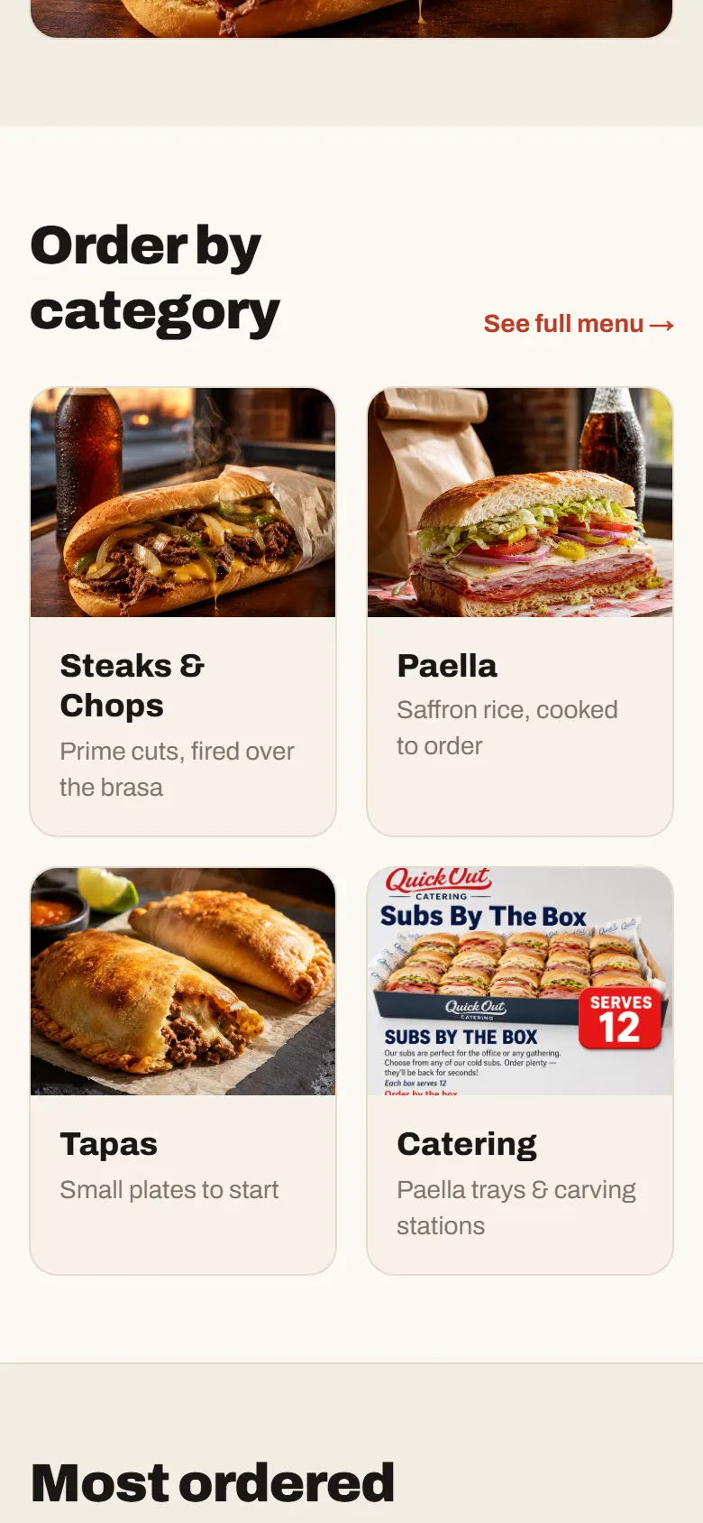 Casa Brasa online menu on a phone